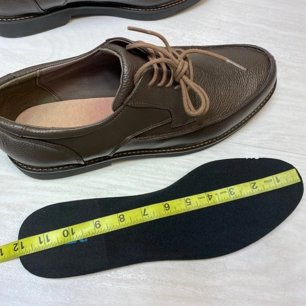 Apex Mens 12 Lexington Oxford LT910M Derby Brown Pebble Leather Moc Toe Shoes
